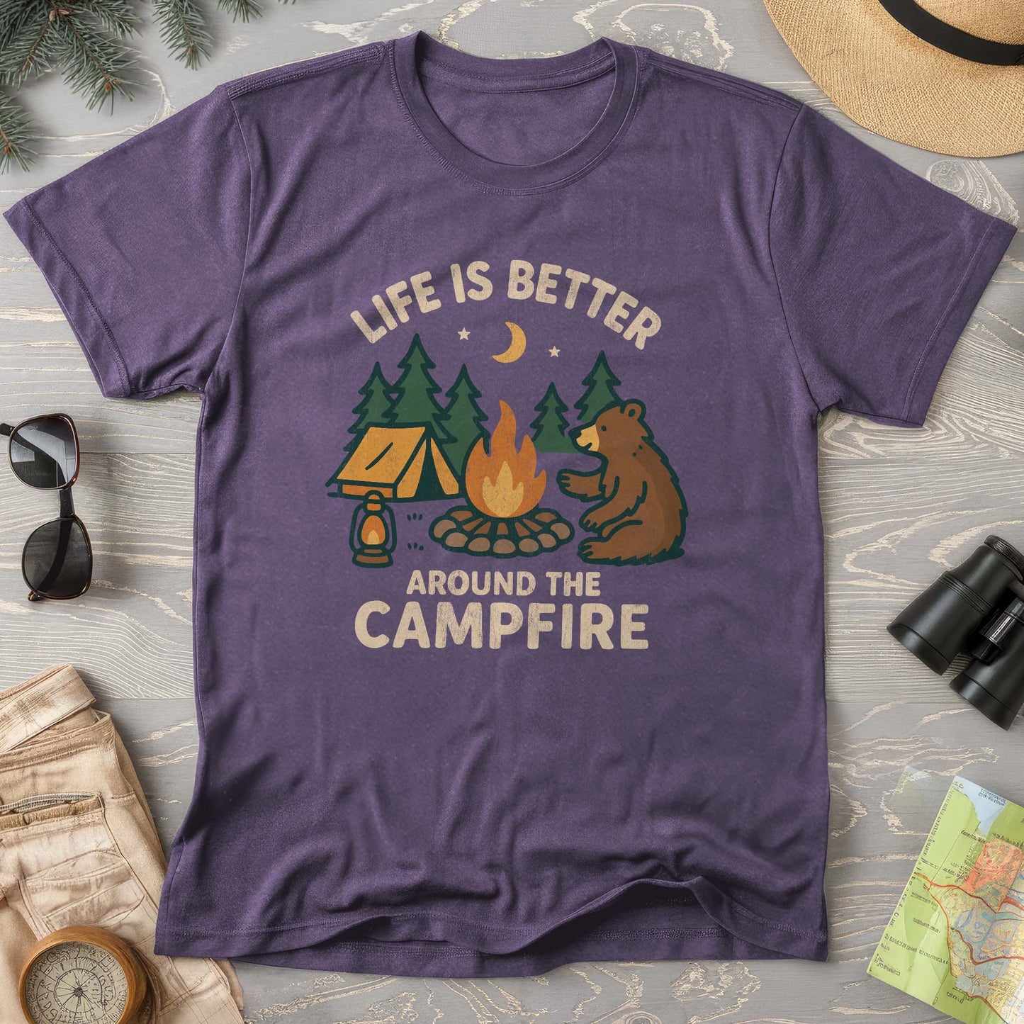 Around The Campfire "Happy Bear" Comfort Colors T-Shirt