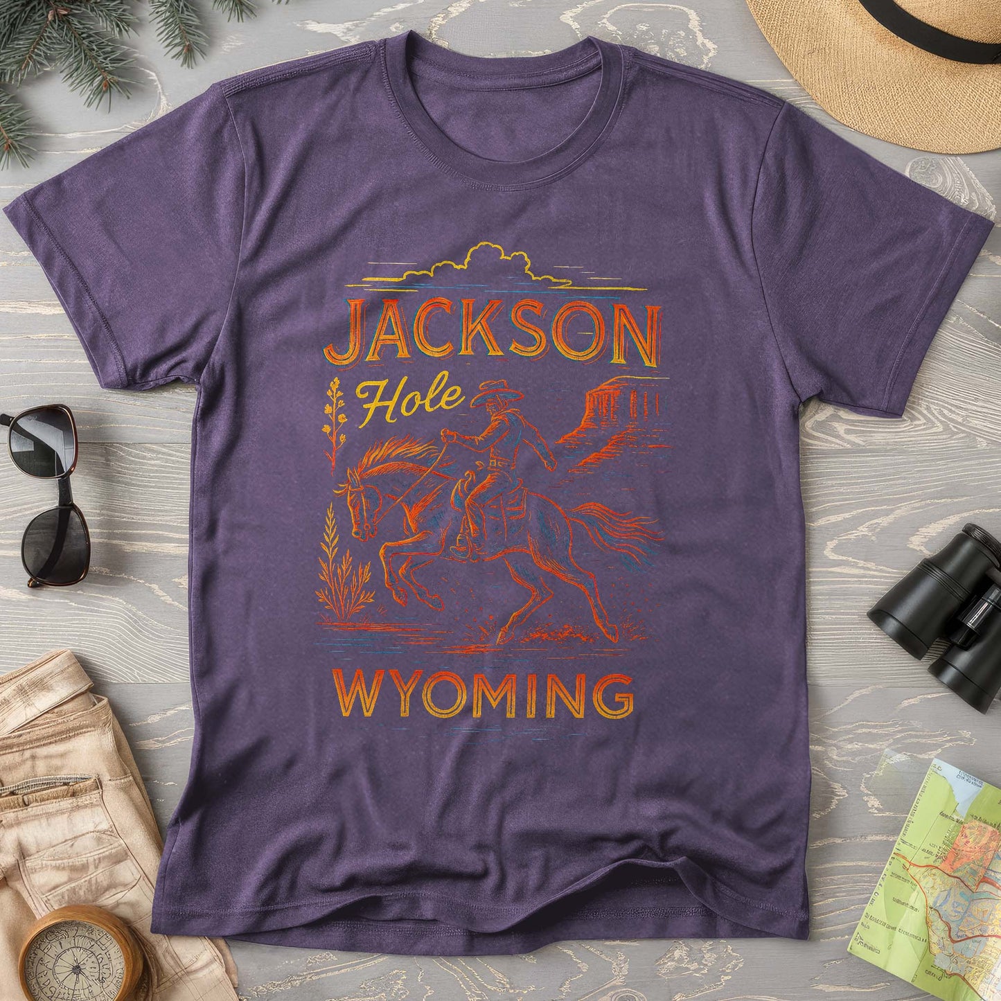 Jackson Hole "Linocut Cowboy" Comfort Colors T-Shirt