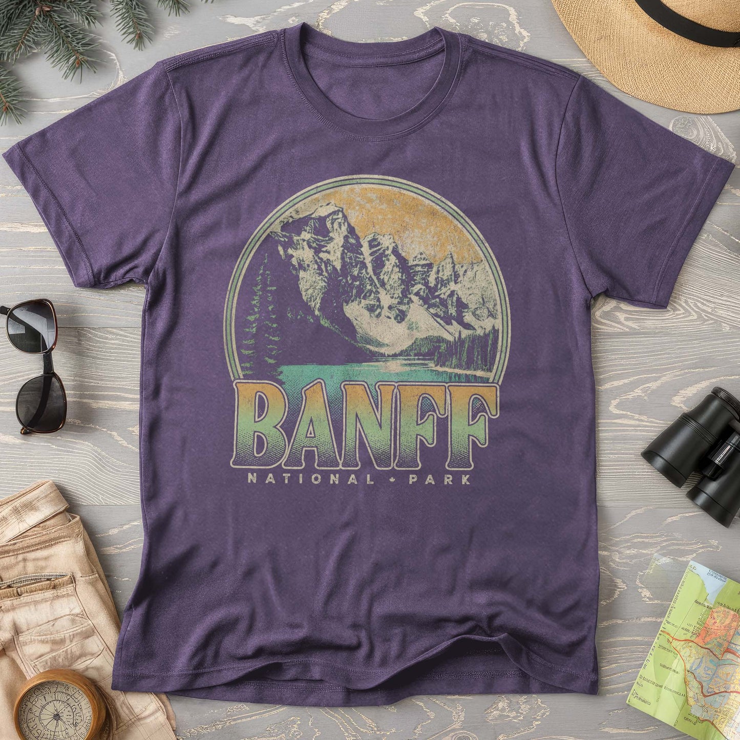 Banff National Park Groovy Screenprint Comfort Colors T-Shirt