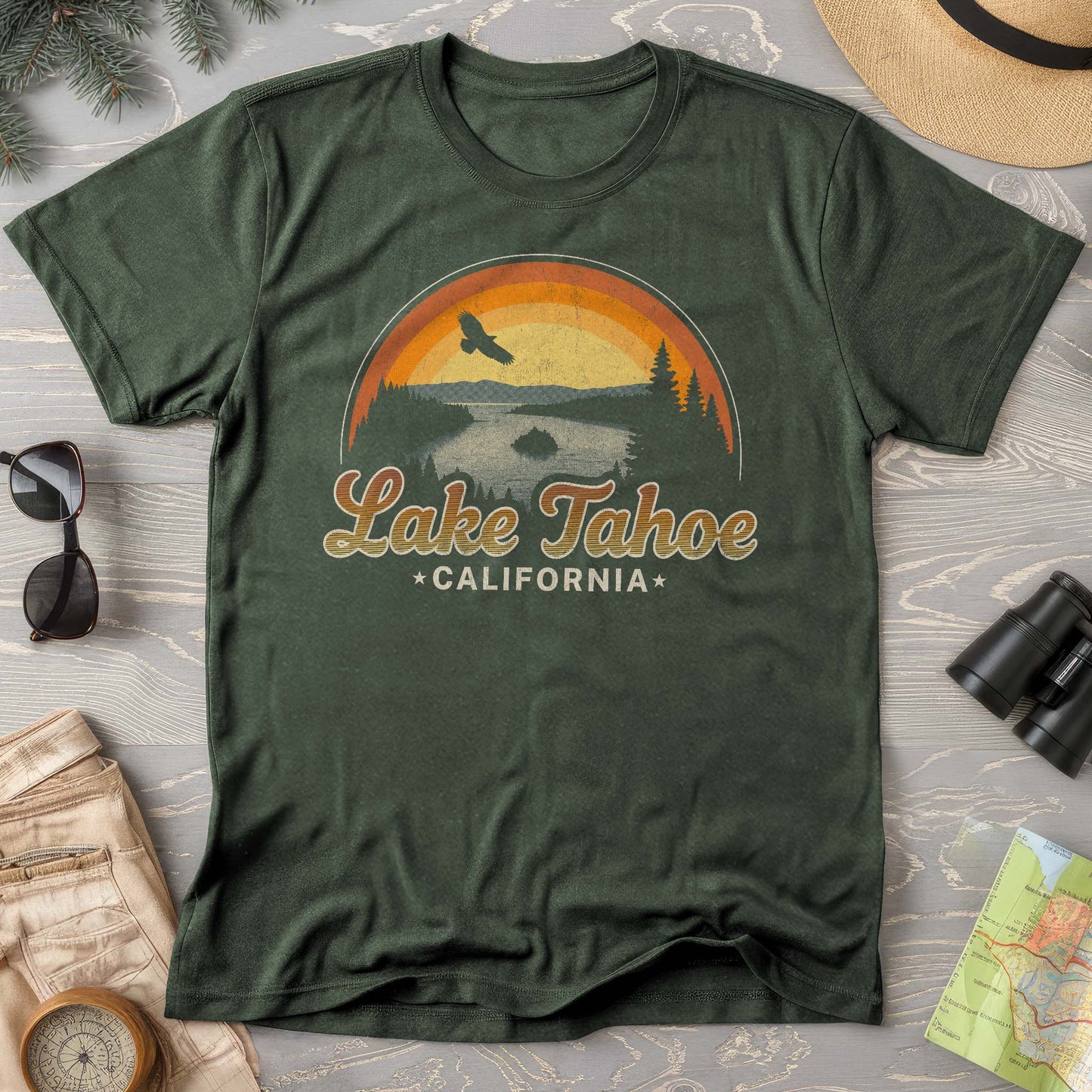 Lake Tahoe Retro Rainbow Comfort Colors T-Shirt