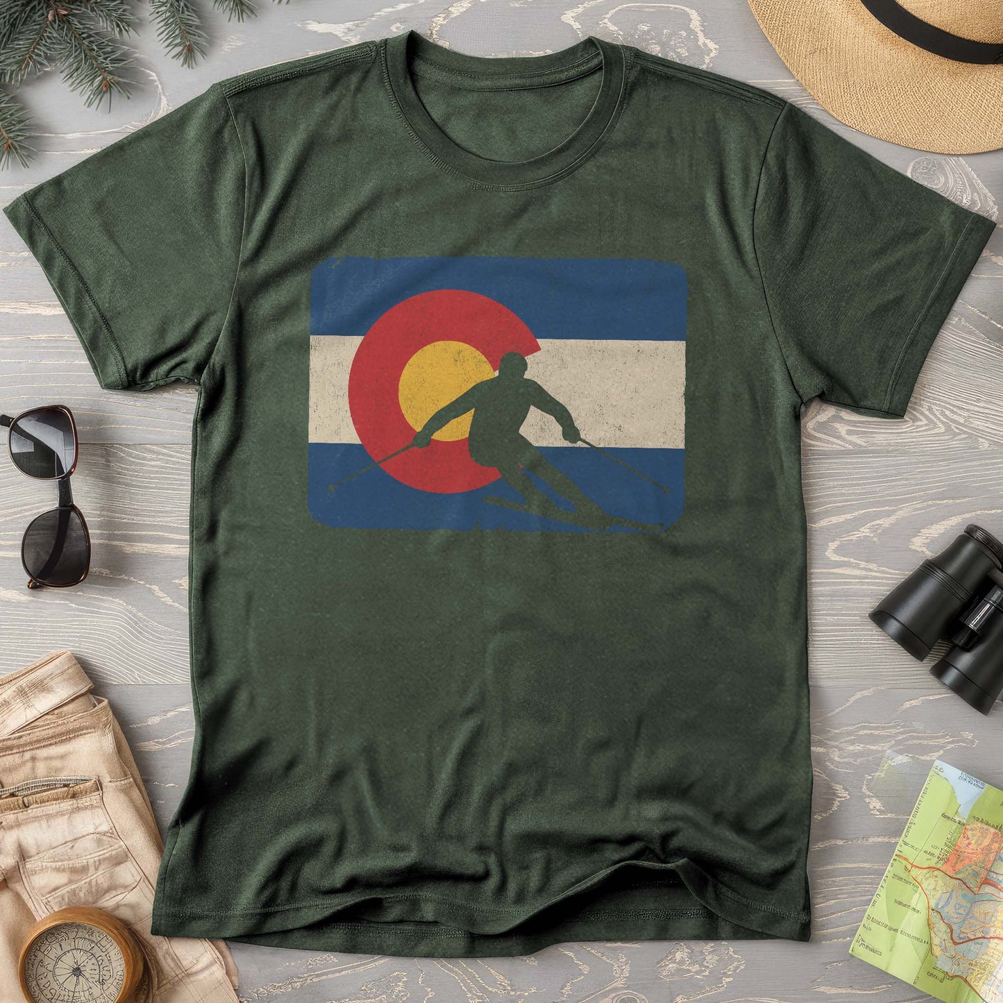 Colorado Flag Skier Comfort Colors T-Shirt