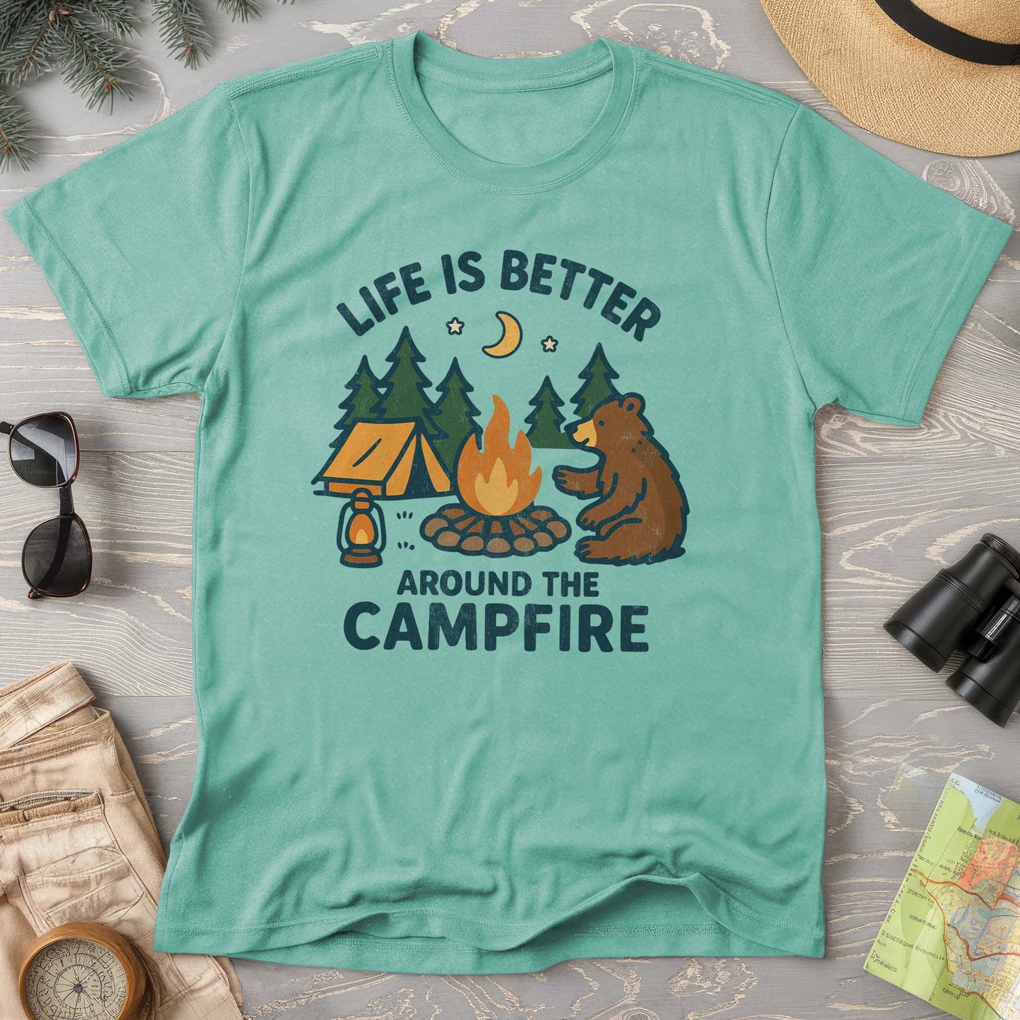 Around The Campfire "Happy Bear" Comfort Colors T-Shirt