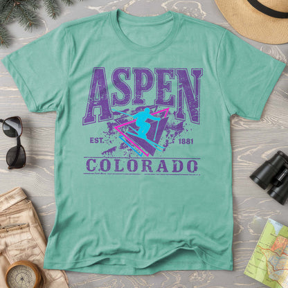 Aspen Colorado Retro 80's Skier Comfort Colors T-Shirt