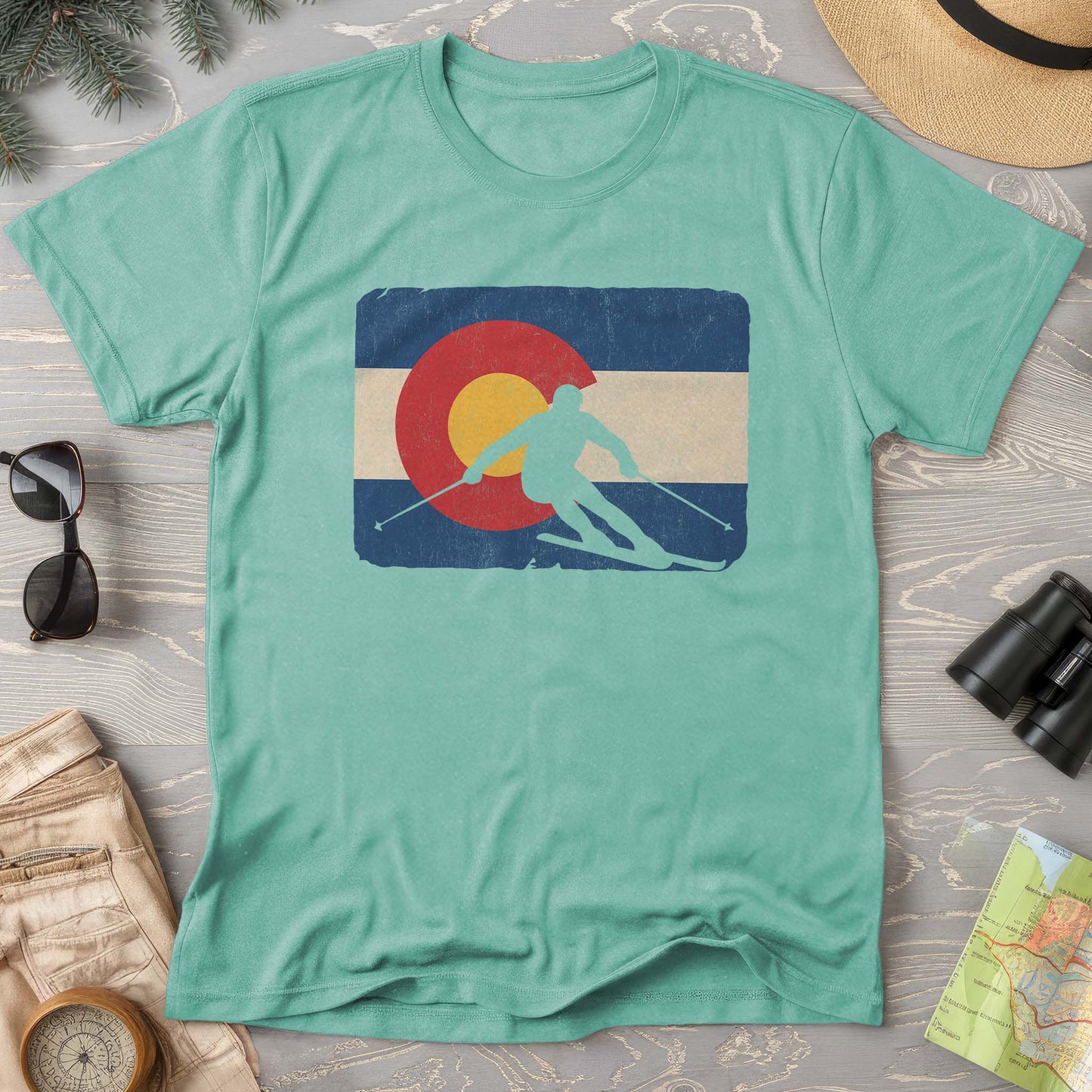 Colorado Flag Skier Comfort Colors T-Shirt