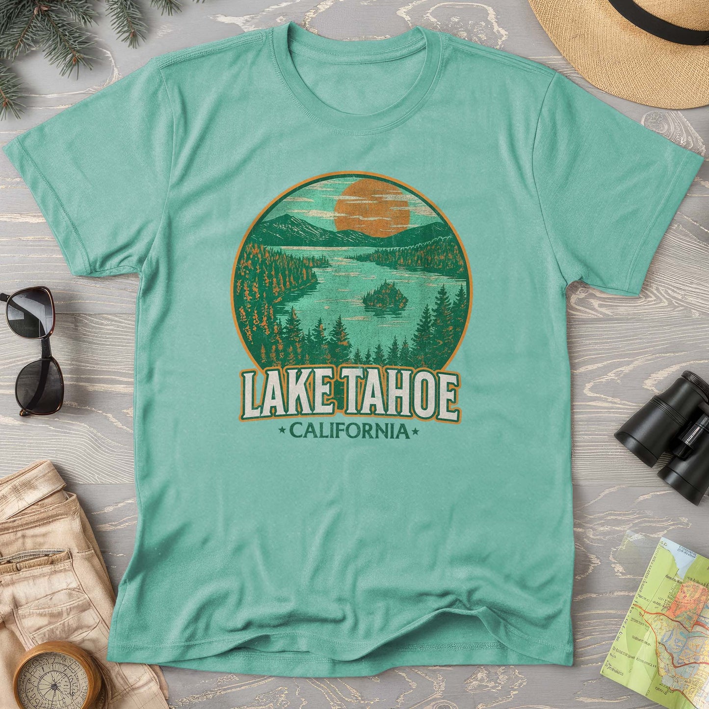 Lake Tahoe Retro Emerald Bay Comfort Colors T-Shirt