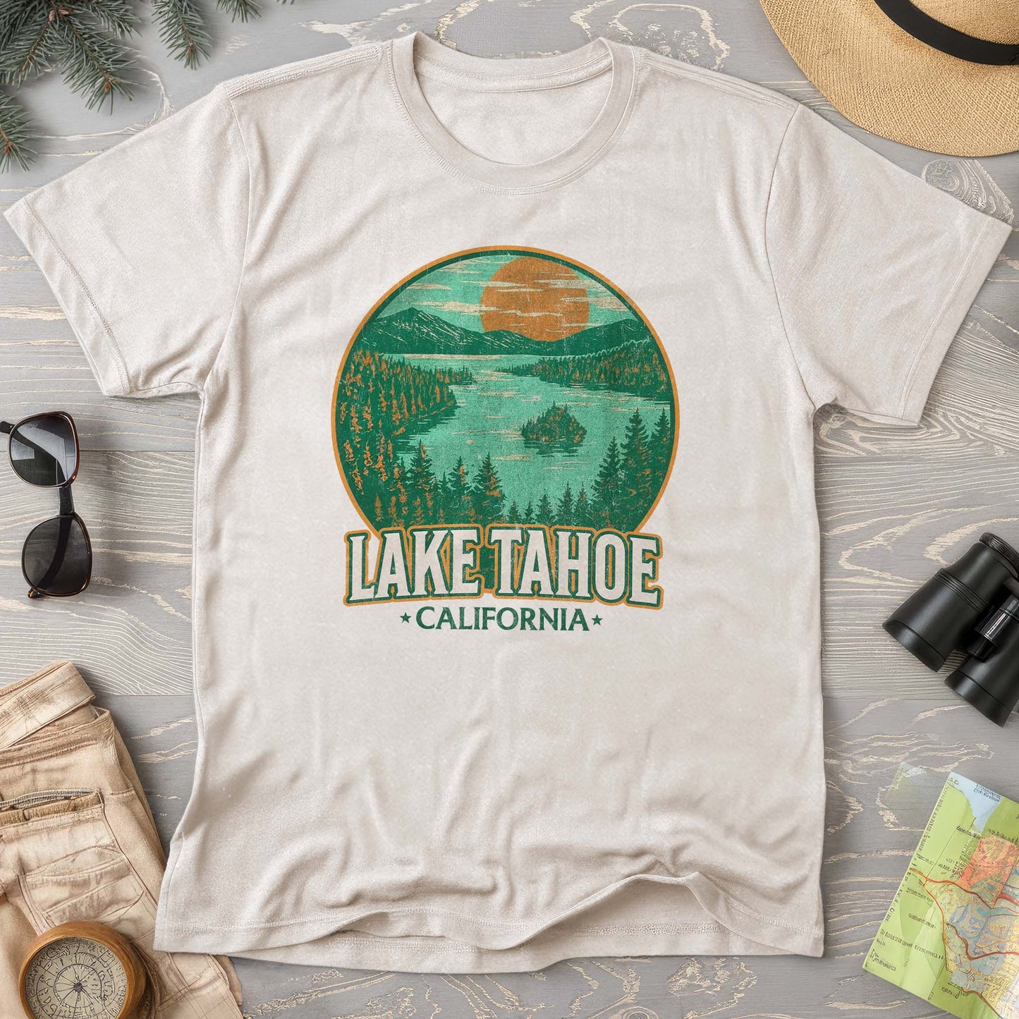 Lake Tahoe Retro Emerald Bay Comfort Colors T-Shirt
