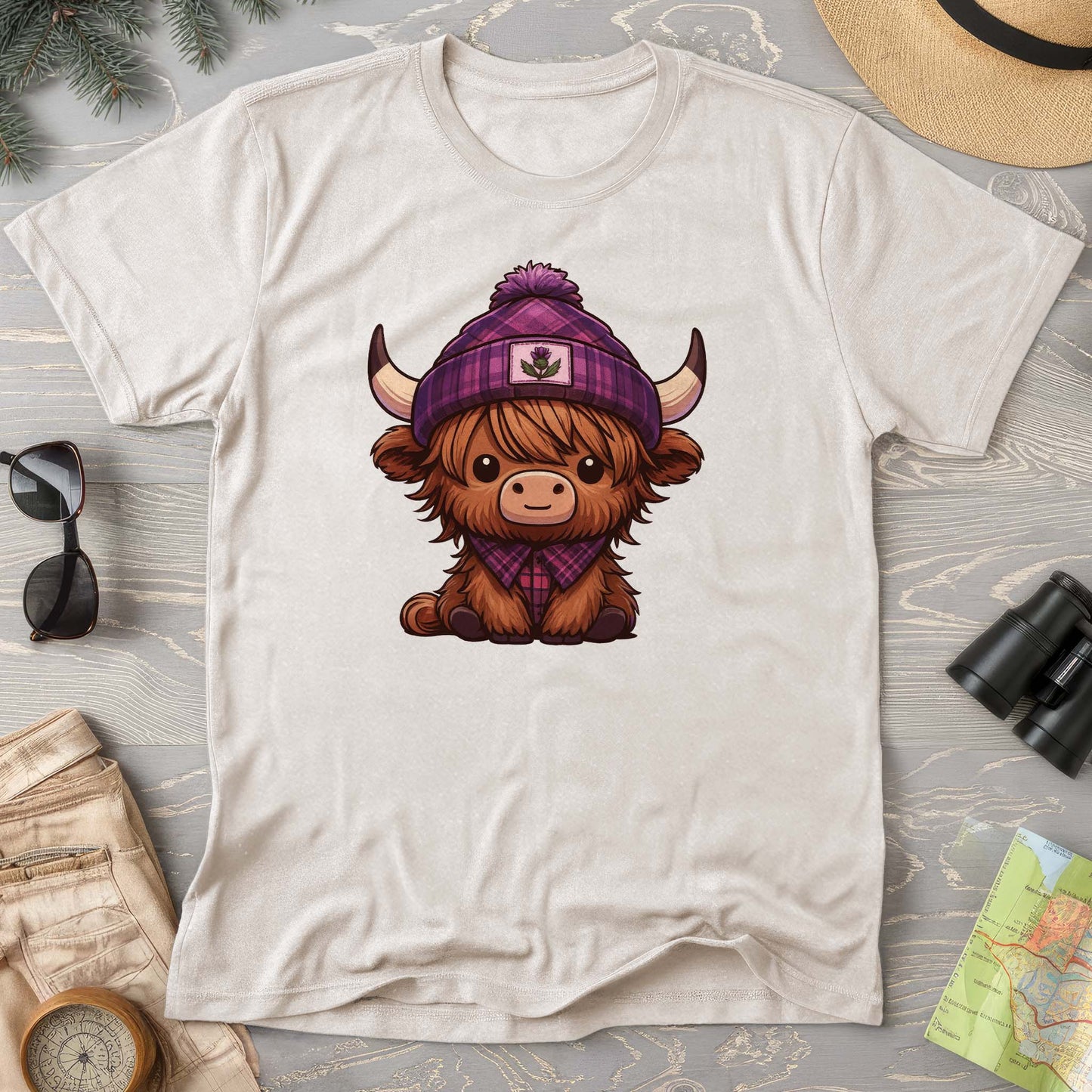 Tartan Highland Cow Comfort Colors T-Shirt