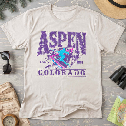 Aspen Colorado Retro 80's Skier Comfort Colors T-Shirt