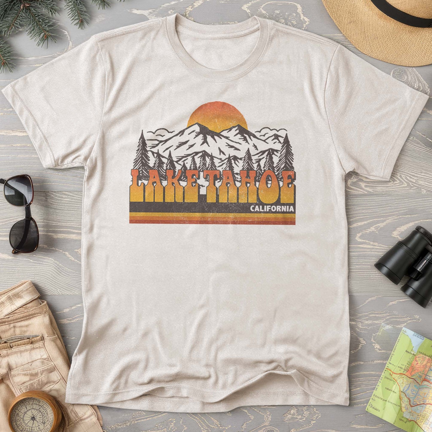 Lake Tahoe California Groovy Sunset Comfort Colors T-Shirt