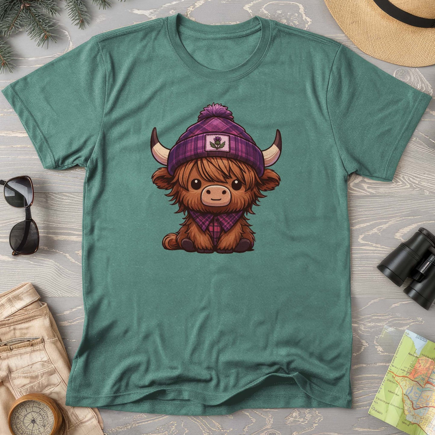 Tartan Highland Cow Comfort Colors T-Shirt