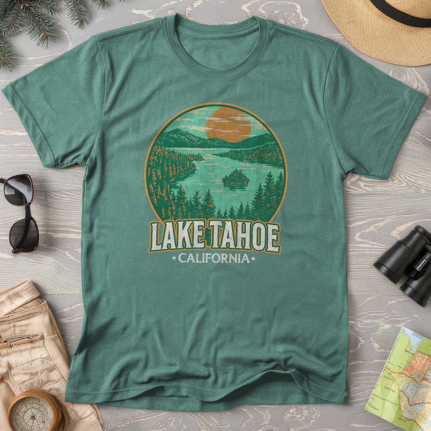 Lake Tahoe Retro Emerald Bay Comfort Colors T-Shirt