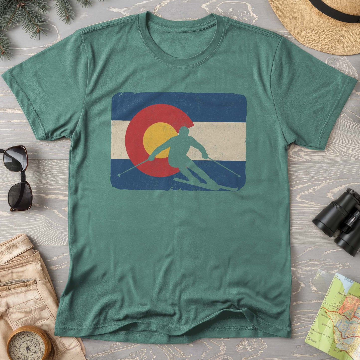 Colorado Flag Skier Comfort Colors T-Shirt