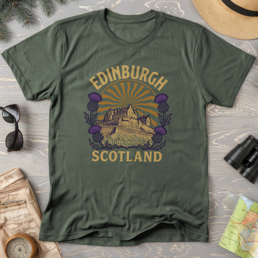 Edinburgh Scotland Retro Sunburst Comfort Colors T-Shirt
