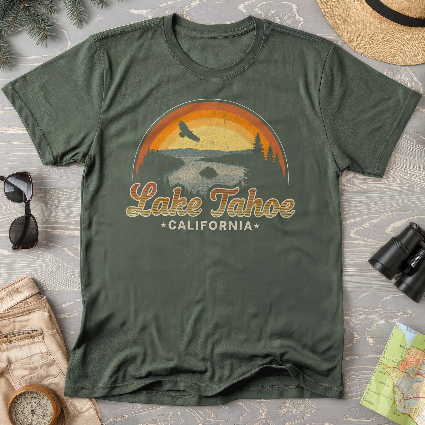 Lake Tahoe Retro Rainbow Comfort Colors T-Shirt