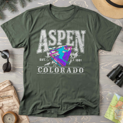 Aspen Colorado Retro 80's Skier Comfort Colors T-Shirt