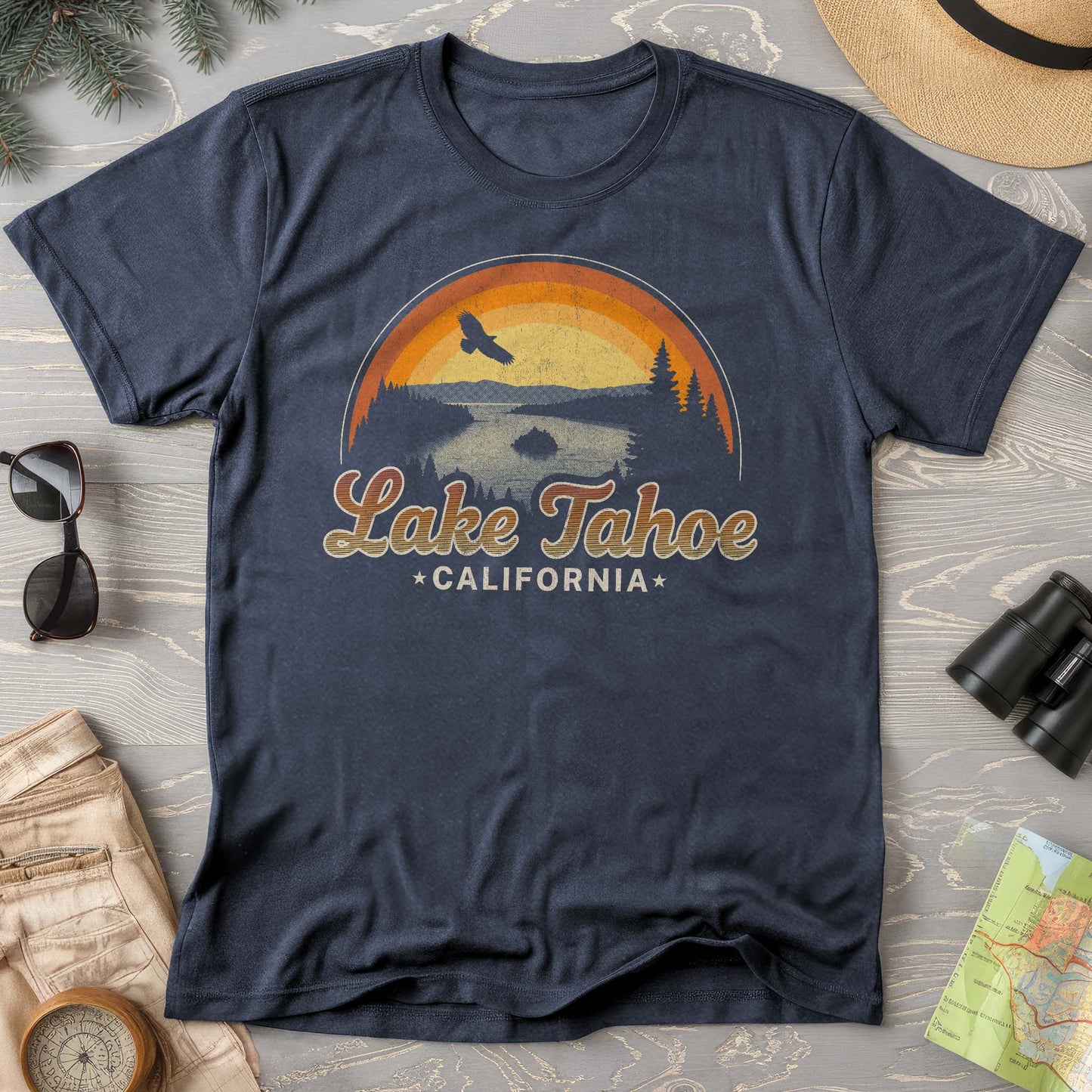 Lake Tahoe Retro Rainbow Comfort Colors T-Shirt