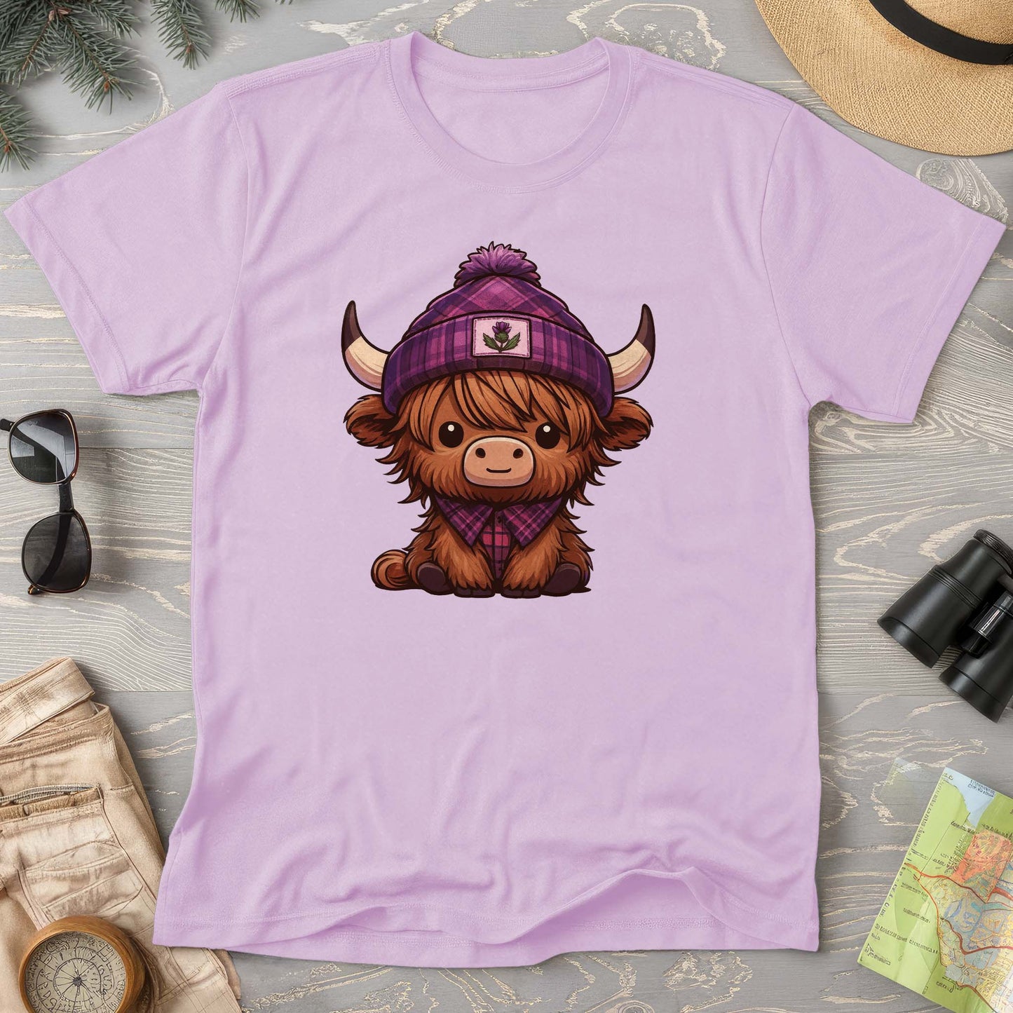 Tartan Highland Cow Comfort Colors T-Shirt