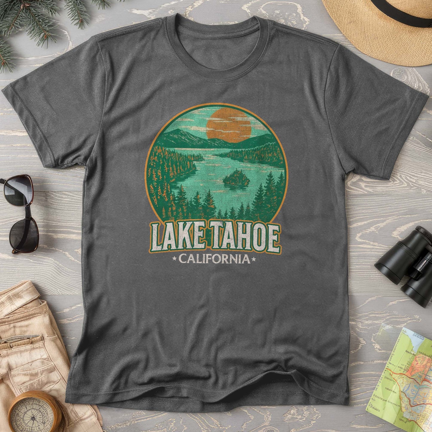 Lake Tahoe Retro Emerald Bay Comfort Colors T-Shirt