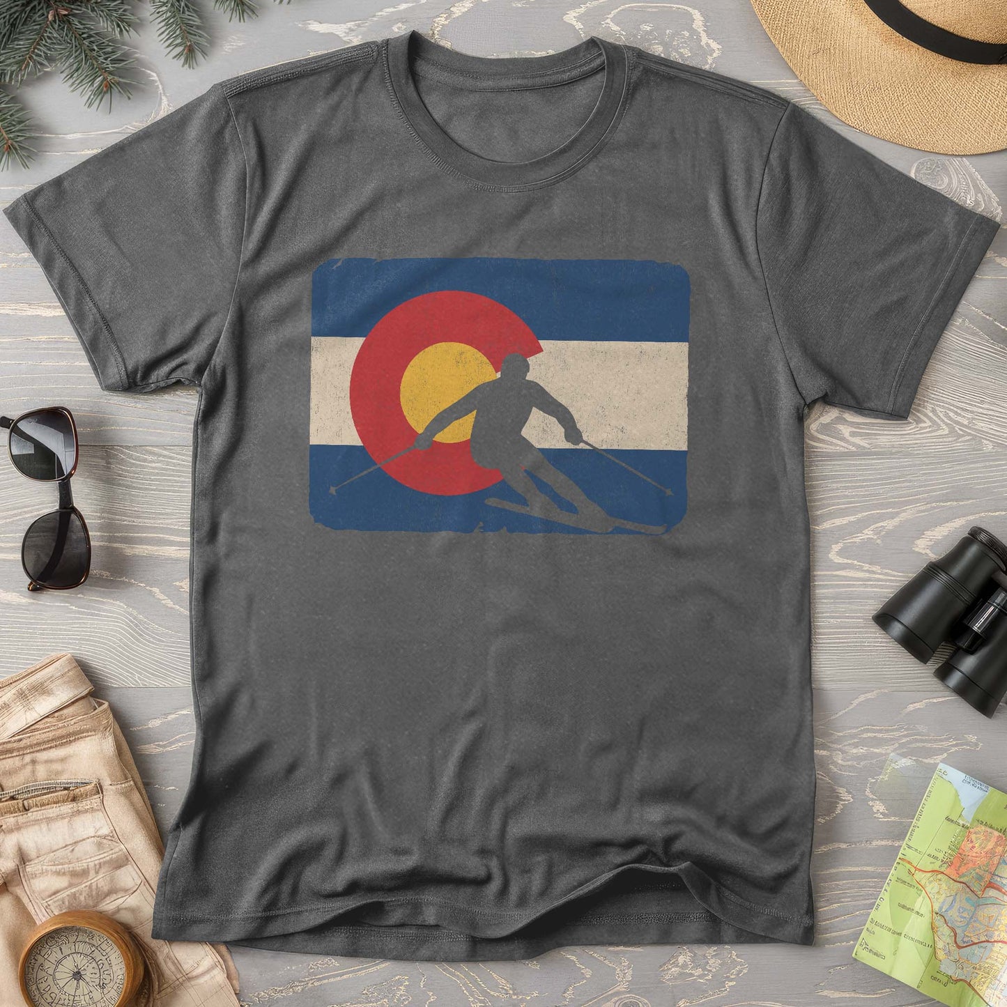 Colorado Flag Skier Comfort Colors T-Shirt