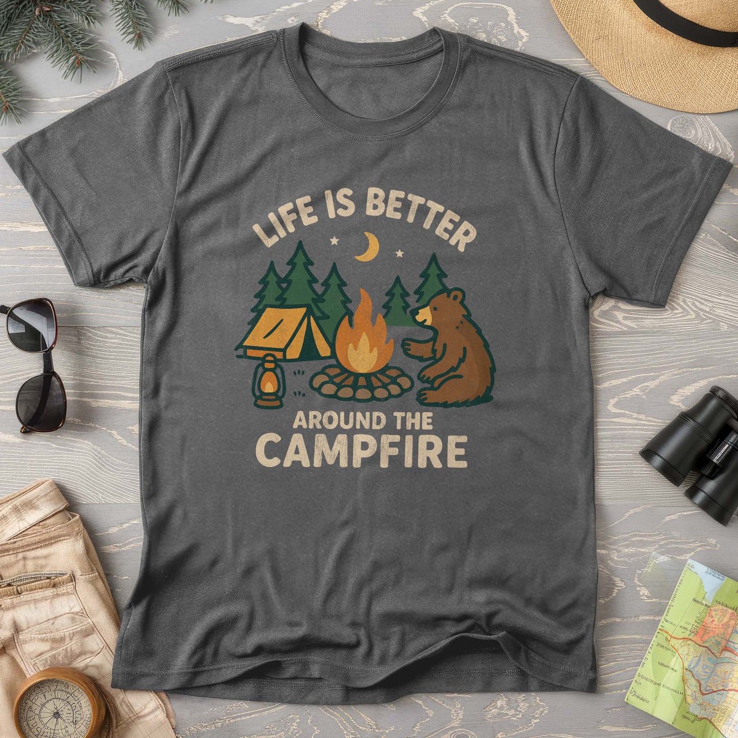 Around The Campfire "Happy Bear" Comfort Colors T-Shirt
