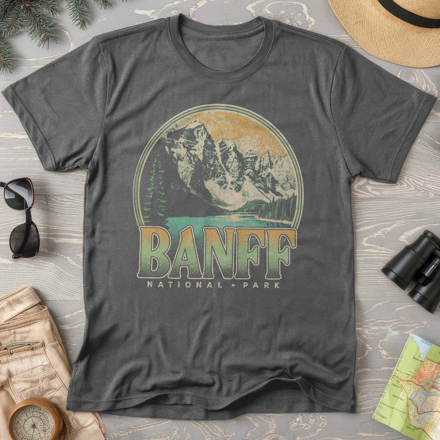 Banff National Park Groovy Screenprint Comfort Colors T-Shirt