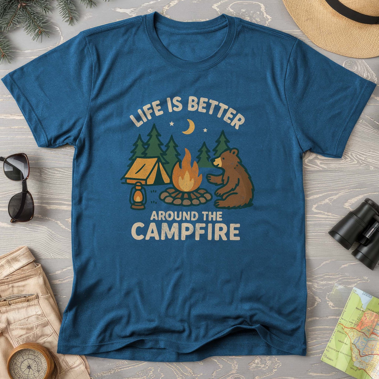 Around The Campfire "Happy Bear" Comfort Colors T-Shirt