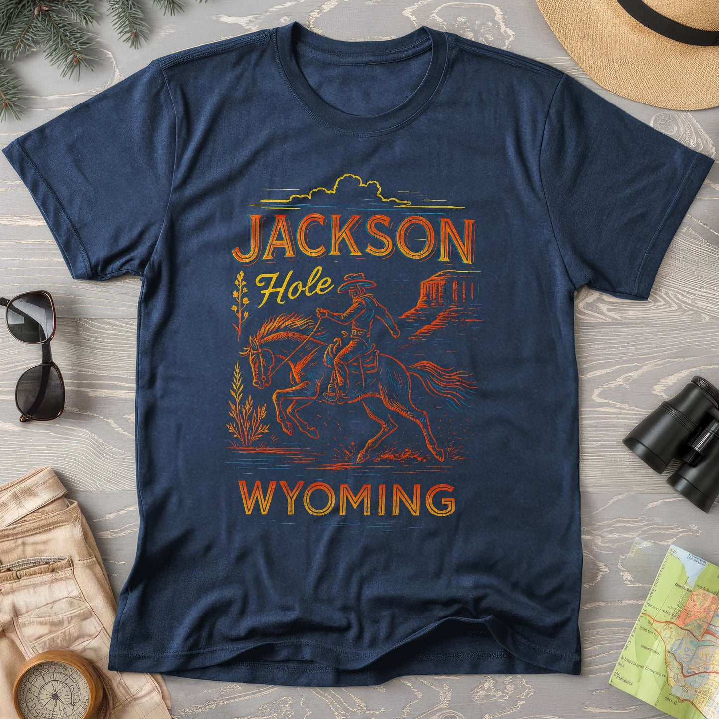 Jackson Hole "Linocut Cowboy" Comfort Colors T-Shirt