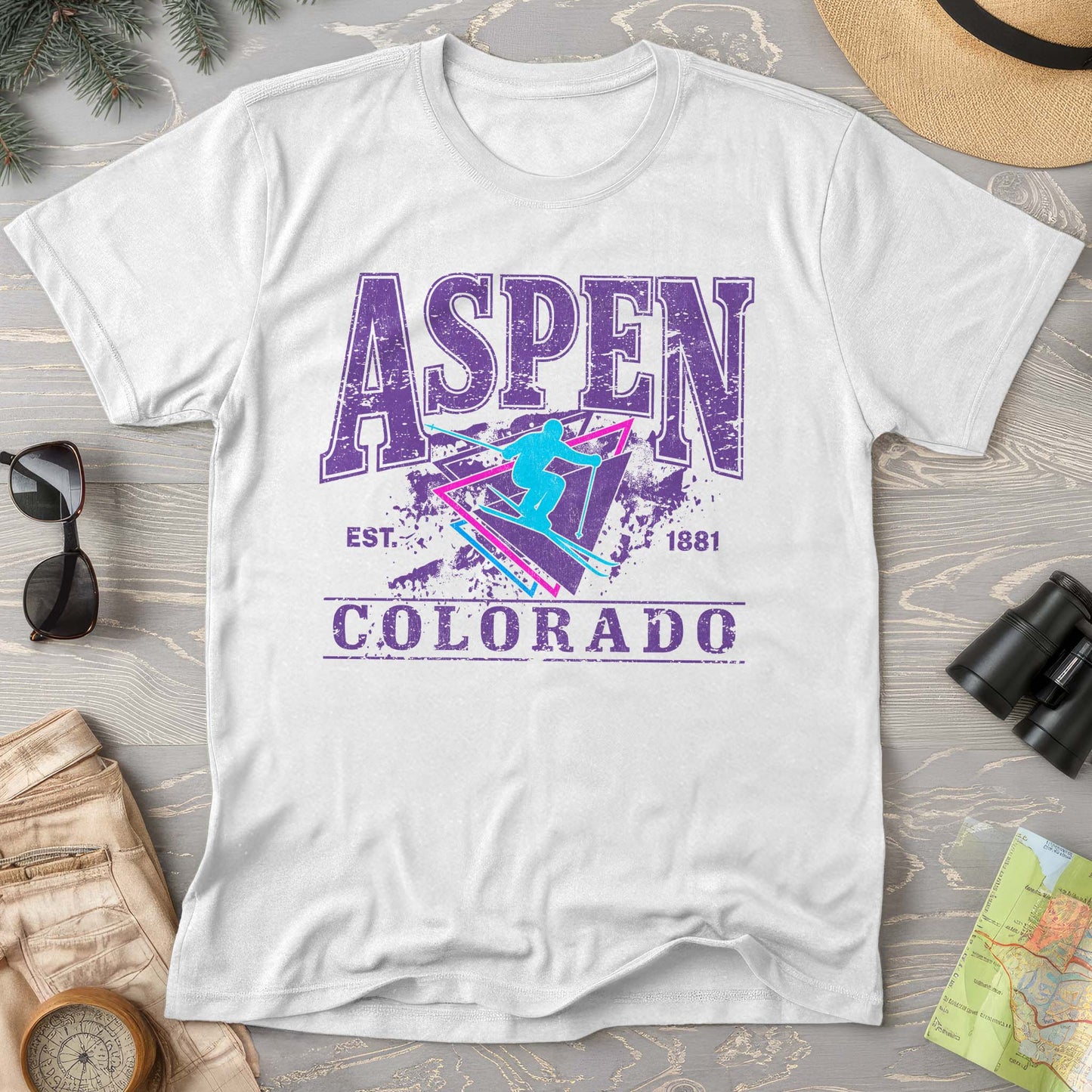 Aspen Colorado Retro 80's Skier Comfort Colors T-Shirt