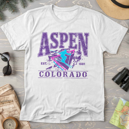 Aspen Colorado Retro 80's Skier Comfort Colors T-Shirt