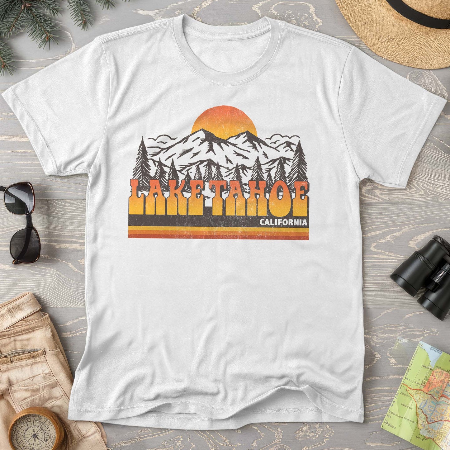 Lake Tahoe California Groovy Sunset Comfort Colors T-Shirt