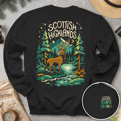 Scottish Highlands "Midnight Stag" Front/Back Print Sweatshirt