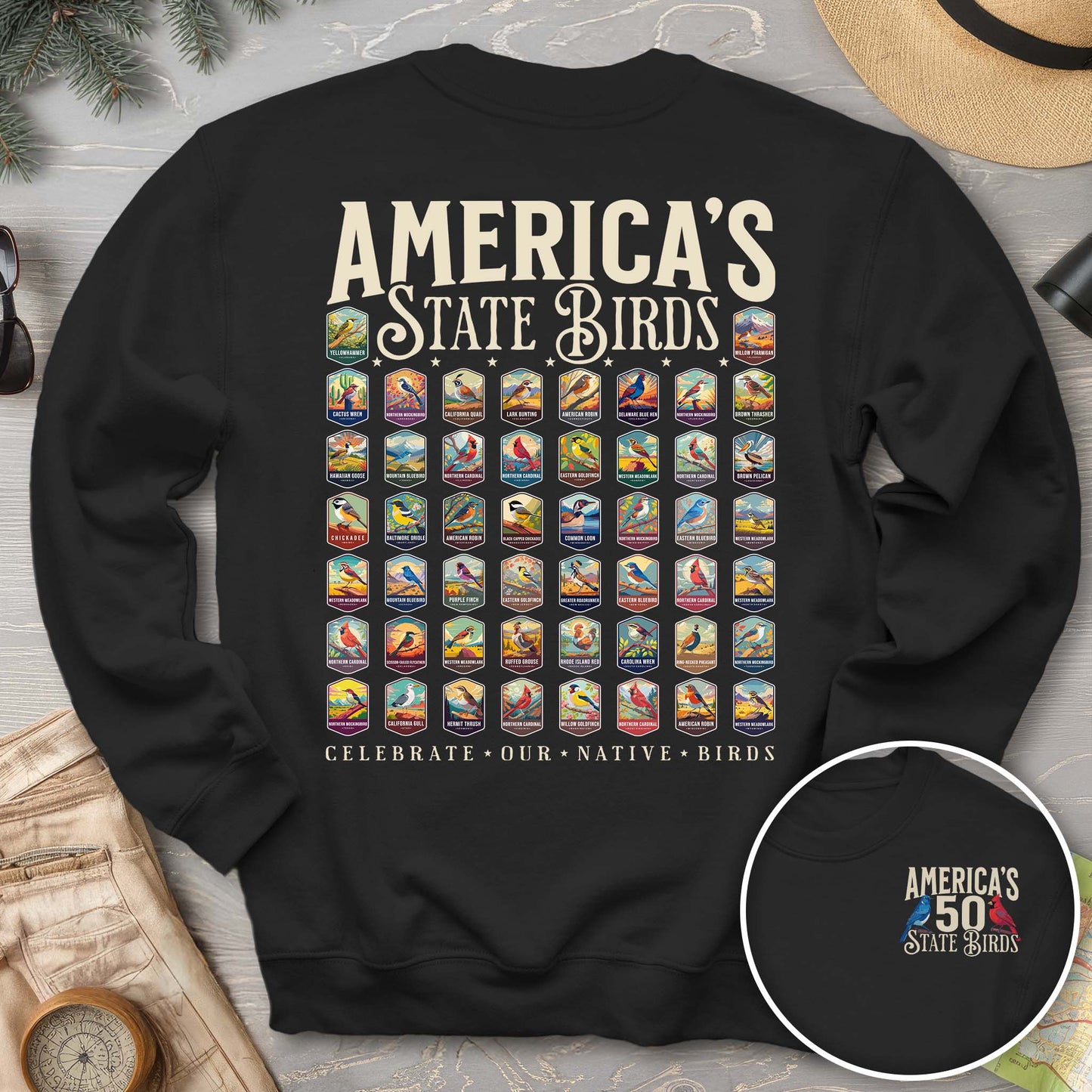 America's State Birds Front/Back Print Sweatshirt