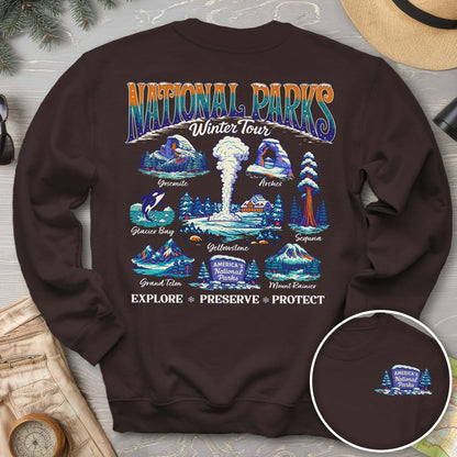 National Parks Winter Tour Front/Back Print Sweatshirt
