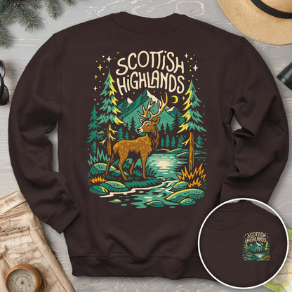 Scottish Highlands "Midnight Stag" Front/Back Print Sweatshirt