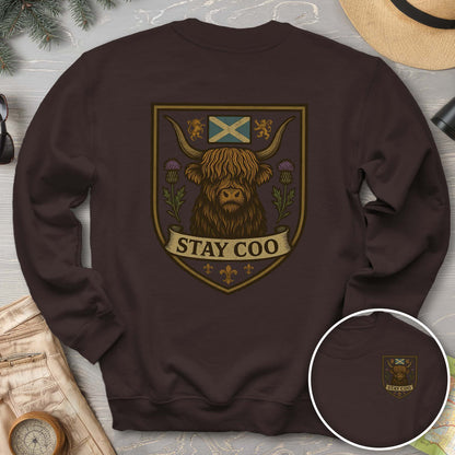 Highland Cow "Scottish Heraldry" Front/Back Print Sweatshirt