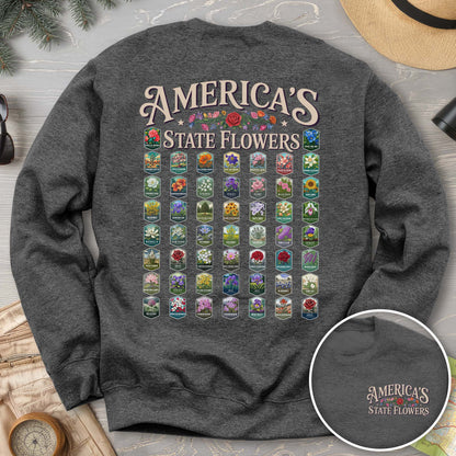 America's State Flowers Front/Back Print Sweatshirt