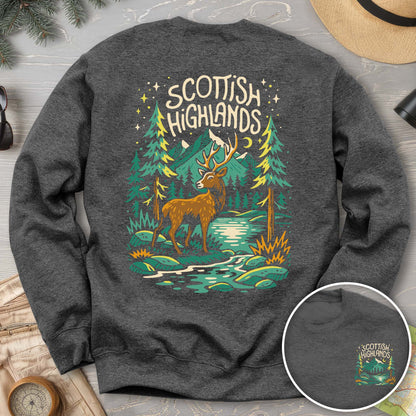 Scottish Highlands "Midnight Stag" Front/Back Print Sweatshirt