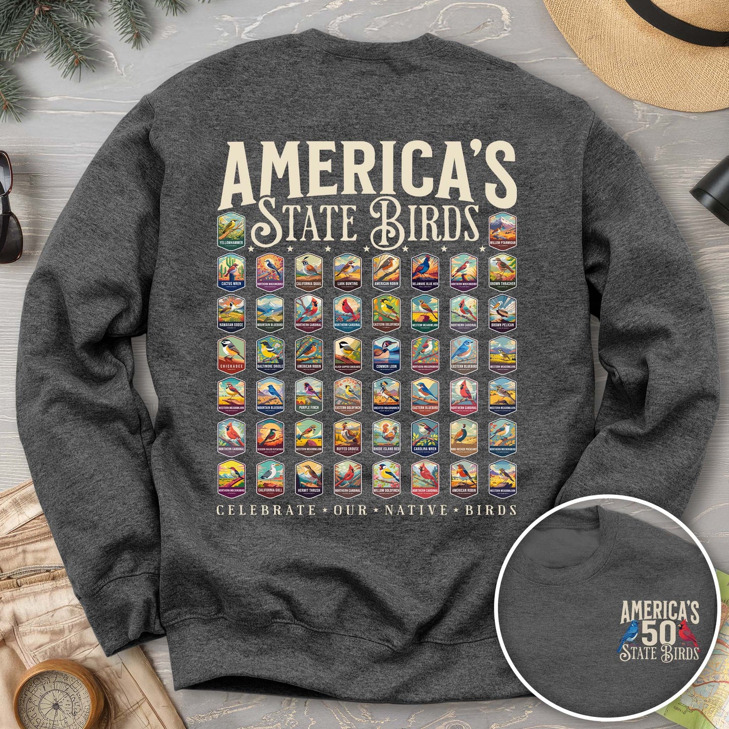 America's State Birds Front/Back Print Sweatshirt