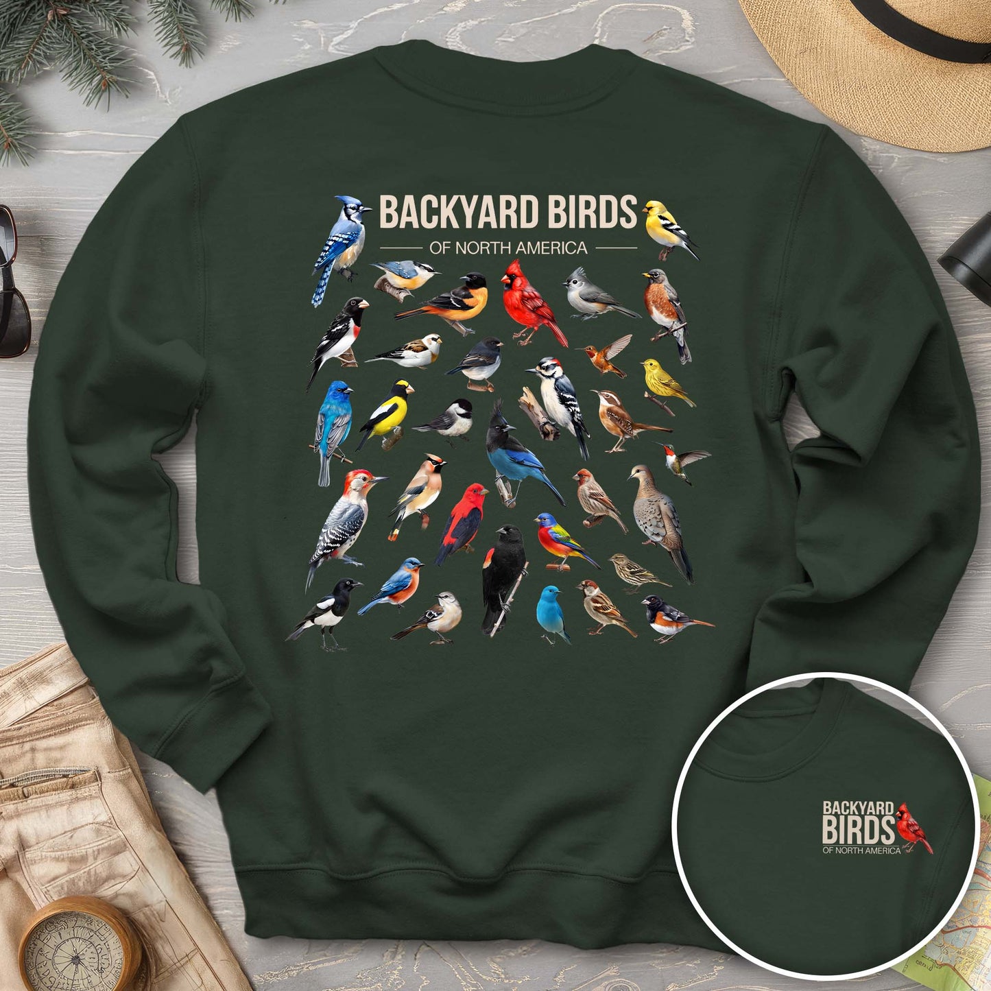 Backyard Birds Front/Back Print Sweatshirt