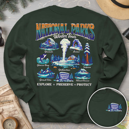 National Parks Winter Tour Front/Back Print Sweatshirt