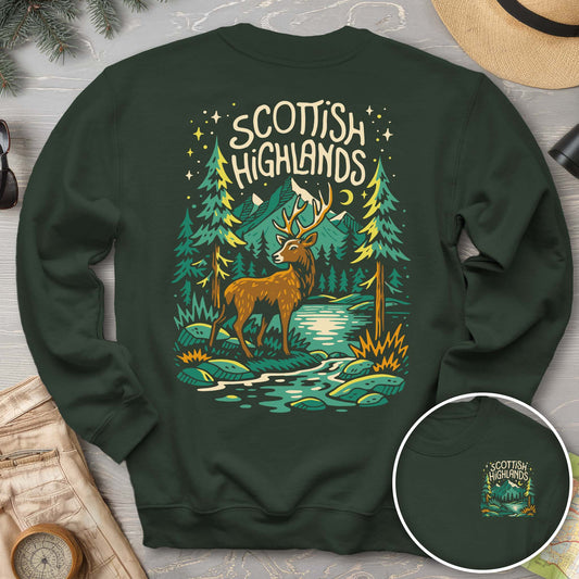 Scottish Highlands "Midnight Stag" Front/Back Print Sweatshirt