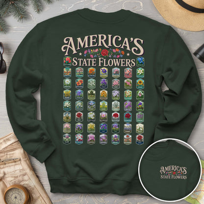 America's State Flowers Front/Back Print Sweatshirt