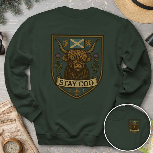 Highland Cow "Scottish Heraldry" Front/Back Print Sweatshirt
