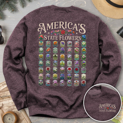 America's State Flowers Front/Back Print Sweatshirt