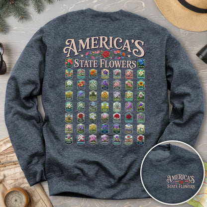 America's State Flowers Front/Back Print Sweatshirt