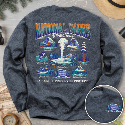 National Parks Winter Tour Front/Back Print Sweatshirt