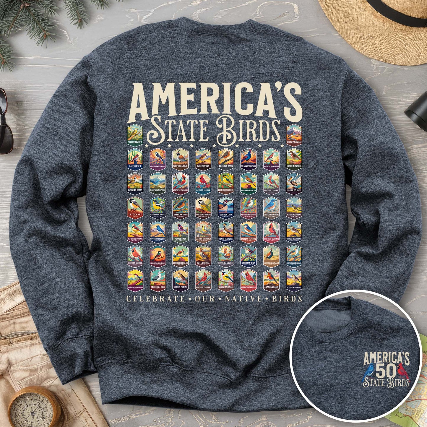 America's State Birds Front/Back Print Sweatshirt