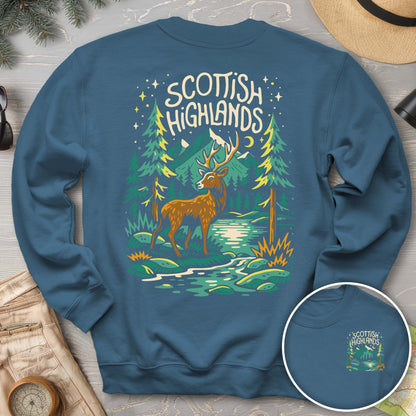 Scottish Highlands "Midnight Stag" Front/Back Print Sweatshirt