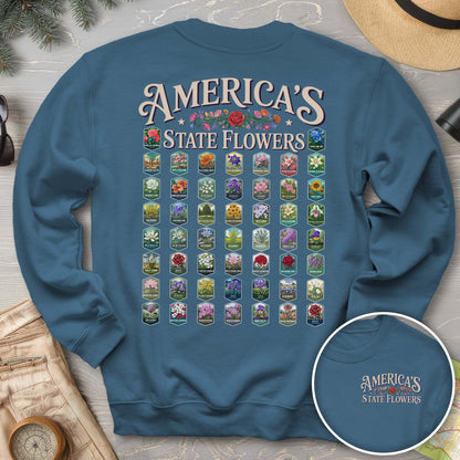 America's State Flowers Front/Back Print Sweatshirt