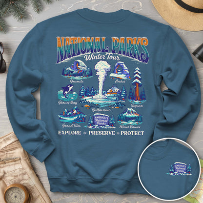 National Parks Winter Tour Front/Back Print Sweatshirt